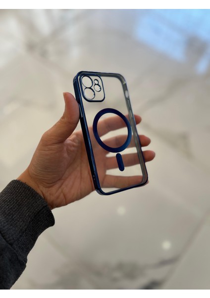 Apple iPhone 12 Pro Magsafe Lazer Silikon Renkli Şeritli Telefon Kılıfı Kamera Lensi Açık