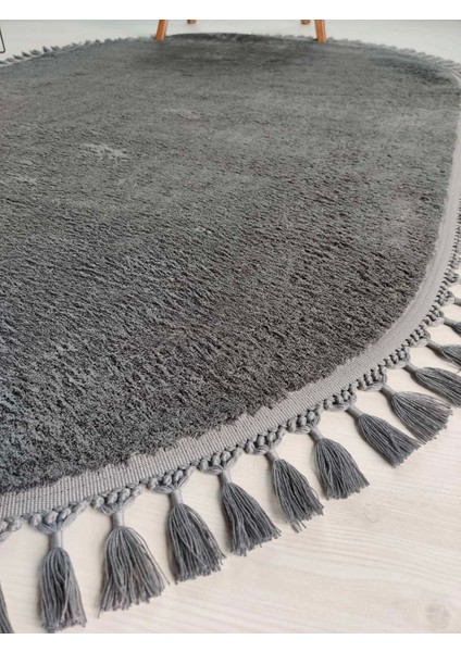 Antrasit Puffy Peluş Oval Halı fiyatları