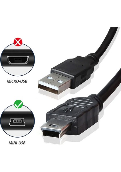 mini usb 5 pin şarj ve data kablosu mp3,mp4,ps3 kablosu 1m