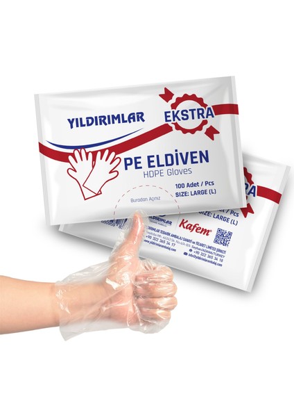 Pe Tek Kullanımlık Şeffaf Eldiven 100 Lü x 25 Paket