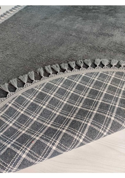 Antrasit Puffy Peluş Oval Halı modelleri