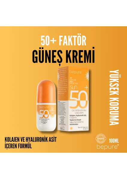 50 SPF Güneş Kremi Tüm Cilt Tiplerine Uygun Suya Dayanıklı 100 ml fiyatları