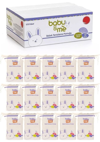 Bebek Temizleme Pamuğu %100 Saf Pamuk 60'lı Poşet 15 Paket