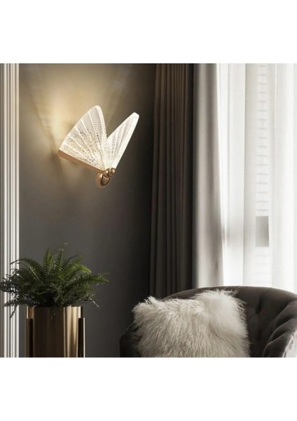 Elegance Modern Kelebek Tasarım Duvar LED Aplik Rose Gold Sarı Harika Görse