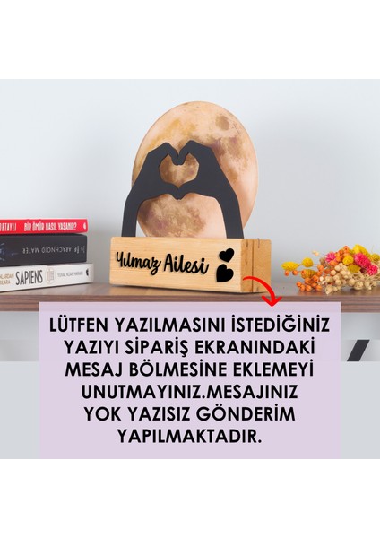 Işıklı Pleksi Dolunay Kişiselleştirilebilir Dekoratif Biblo Holly Kalp Anahtar Askılığı