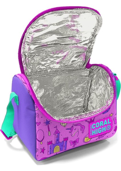 Thermo Beslenme Çantası Açık Pembe Mor Unicornlu Prenses Desenli