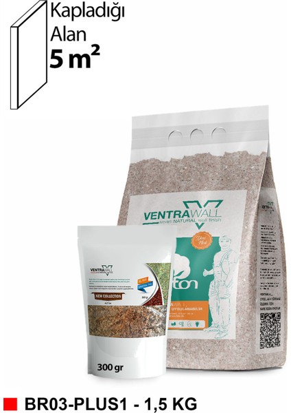 - Ipek Sıva | Canlı Sıva | Isı Ve Ses Yalıtımlı Sıva |%100 Pamuk | Krem - Kahve | BR03-1,5 Kg|5m²