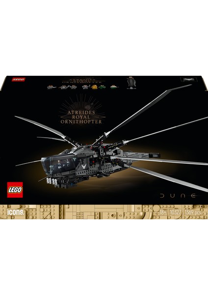 LEGO® Icons Dune: Çöl Gezegeni Atreides Royal Ornithopter 10327 - Yetişkinler Için Koleksiyonluk Yaratıcı Model Yapım Seti (1369 Parça)