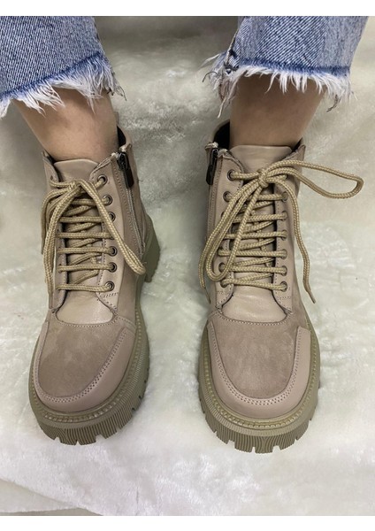 Çiğdem Gerçek Crayz Deri Bej Fermuarlı Kadın Bot (Enzo B6A) - Bej - 38 - ST01604-BEJ-38 fiyatları