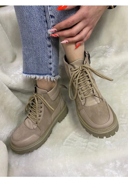 Çiğdem Gerçek Crayz Deri Bej Fermuarlı Kadın Bot (Enzo B6A) - Bej - 38 - ST01604-BEJ-38 modelleri