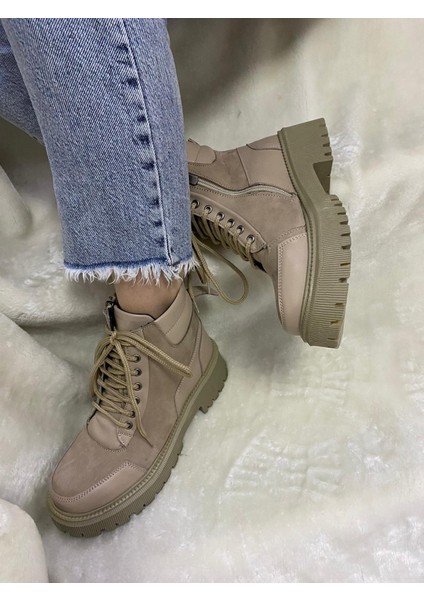 Çiğdem Gerçek Crayz Deri Bej Fermuarlı Kadın Bot (Enzo B6A) - Bej - 38 - ST01604-BEJ-38 fırsatları