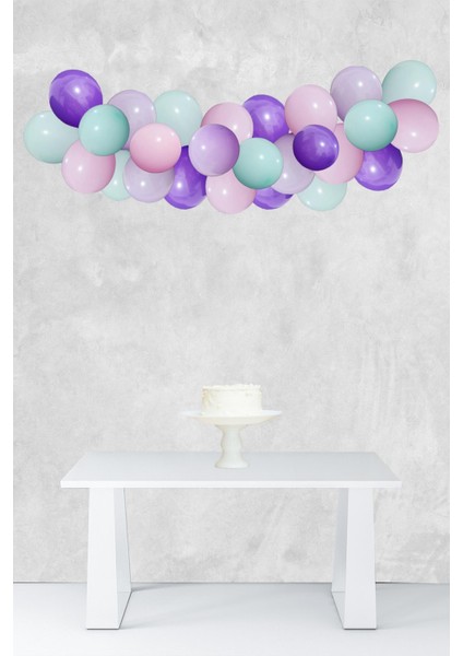 Soft Makaron Konsept Balon Zinciri Deniz Kızı Tema Parti Balon Seti 42 Parça