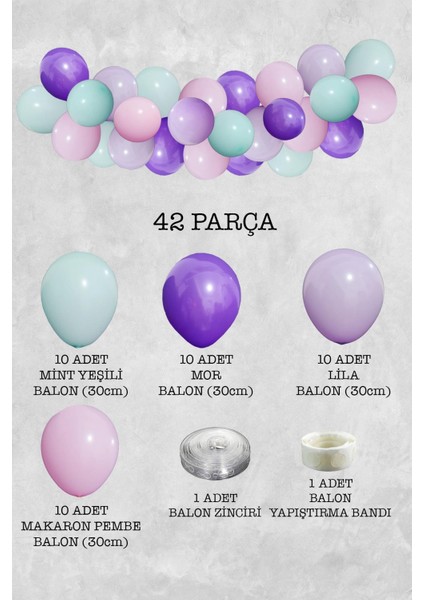 Soft Makaron Konsept Balon Zinciri Deniz Kızı Tema Parti Balon Seti 42 Parça fiyatları