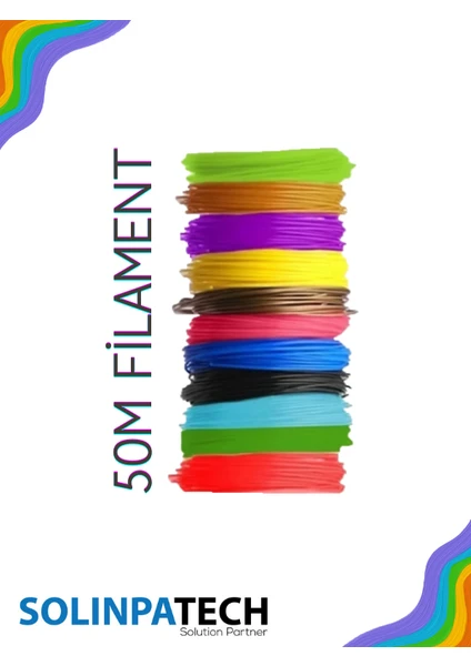 3D Kalem 3D Yazıcı Uyumlu Pla Filament 5 Metre 10 Adet (50 Metre)