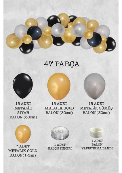 Gold Silver Konsept Balon Zinciri Arı Tema Parti Balon Seti 47 Parça fiyatları