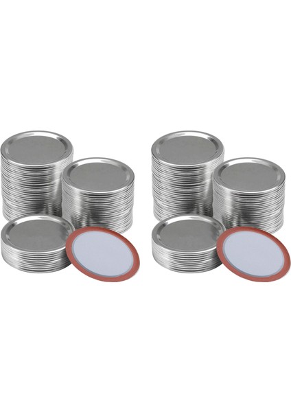 200 Adet Düzenli Ağız 70 mm Mason Kavanoz Konserve Kapakları, Yeniden Kullanılabilir Sızdırmaz Bölünmüş Tip Gümüş Kapaklar Silikon Contalar Yüzükler (Yurt Dışından)