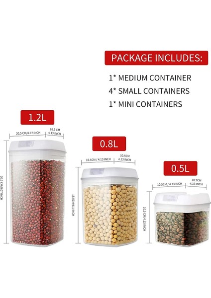 Konteyner Saklama Seti, Mutfak Kiler Kapları, Hava Geçirmez Gıda Saklama Kapları, Un, Tahıl Için Mükemmel (Yurt Dışından) fırsatları