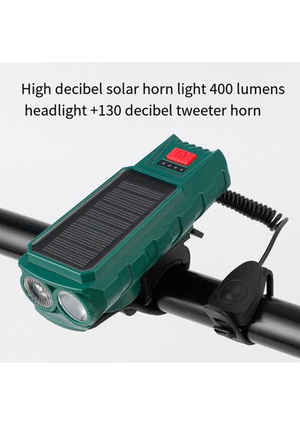 Güneş Enerjisi Bisiklet Far Su Geçirmez USB Şarj Edilebilir ile 130DB Korna El Feneri Bisiklet Zili Bisiklet Aksesuarları Kırmızı (Yurt Dışından)