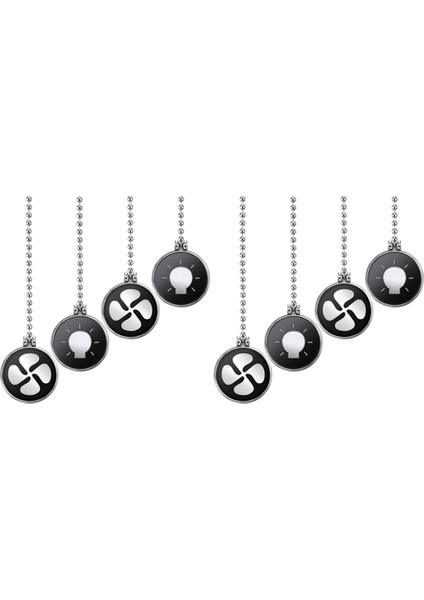 Tavan Vantilatörü Çekme Zinciri Seti, 8 Adet Ampul ve Fan Desenli Çekme Zinciri Tavan Vantilatörü Zinciri Genişletici ile Bilyalı Fan Zinciri (Yurt Dışından)