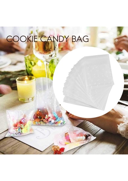 200 Adet Kendinden Yapışkanlı Şeker Çanta Çerez Çanta Kendinden Yapışkanlı Sızdırmazlık Polka Dot Şeffaf Çanta Plastik Parti Çantası Çerez Için (Yurt Dışından)