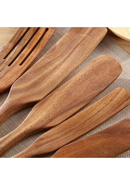 Ahşap Spurtles Seti (10 Adet) - Tik Ahşap Set - Karıştırma ve Karıştırma Için Isıya Dayanıklı Yapışmaz Ahşap Tencere Seti (Yurt Dışından) fırsatları