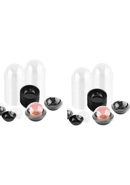 100 Paket Şeffaf Plastik Mini Cupcake Kabı, Mini Muffin Macaron Için Kubbe Kapaklı Bireysel Ambalaj Ikram Kutuları (Yurt Dışından)