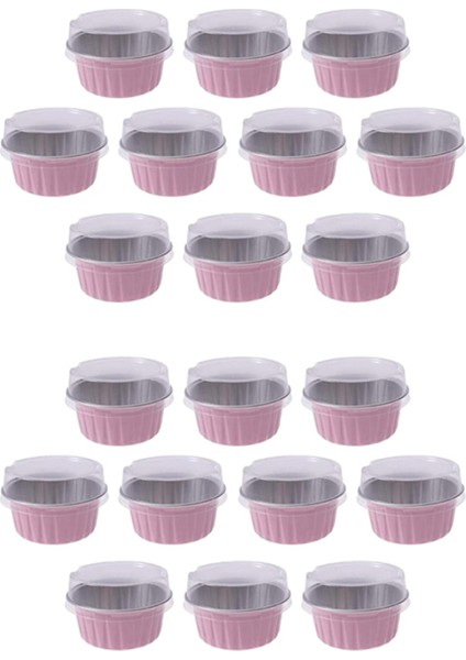 200 Adet 5 Oz 125 ml Tek Kullanımlık Kek Pişirme Bardak Muffin Gömlekleri Kapaklı Bardak Alüminyum Folyo Cupcake Pişirme Bardak-Pembe (Yurt Dışından)