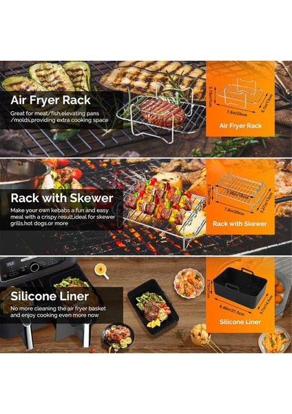 Silikon Hava Fritöz Astarı, Ninja Çift AF300UK AF400UK Yeniden Kullanılabilir Çift Hava Fritöz Rafları Için Hava Fritöz Aksesuarları (Yurt Dışından) modelleri