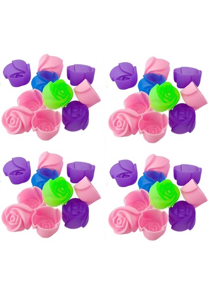 40 Adet Kek Pişirme Kalıp Çikolata Jöle Makinesi Kalıp Silikon Gül Muffin Çerez Fincan (Rastgele Renkler) (Yurt Dışından)