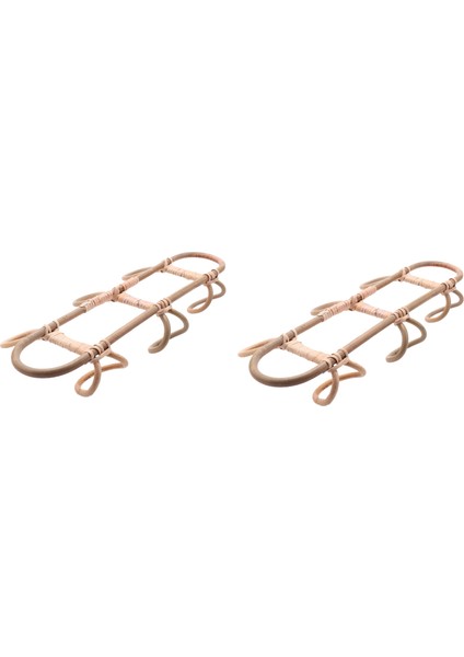 2x Rattan Duvar Kanca Çocuk Giysileri Organizatör Raf Elbise Şapka Asılı Kanca Rattan Askı Çocuk Odası Dekor Askı (Yurt Dışından)