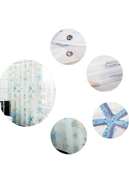 2 Adet 120 cm x 180 cm Modern Duş Perdesi Denizyıldızı Bölme Sahil Tarzı Su Geçirmez Peva Perde (Yurt Dışından) fırsatları
