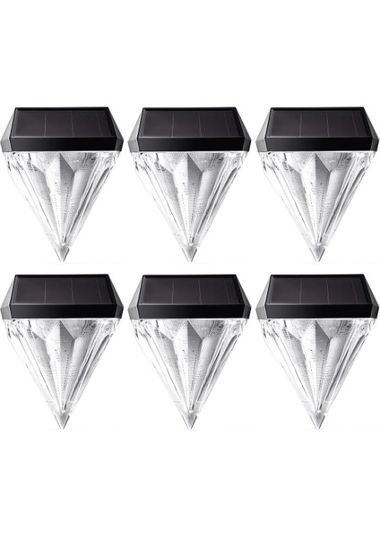 Solar Güverte Işıkları Elmas Heykelcik Çit Direği Işıkları Dış Aydınlatma Bahçe Dekoratif-Bütün Gece Kalıcı (6 Paket) (Yurt Dışından)