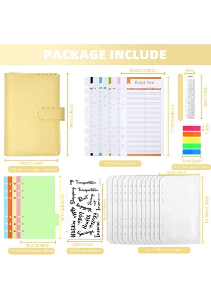 34 Parça A6 Telli Defter, Bütçe Planlayıcı, 6 Delikli Dosya Cepli Bütçe Defter, Bütçe Sayfaları, (Pembe) (Yurt Dışından)