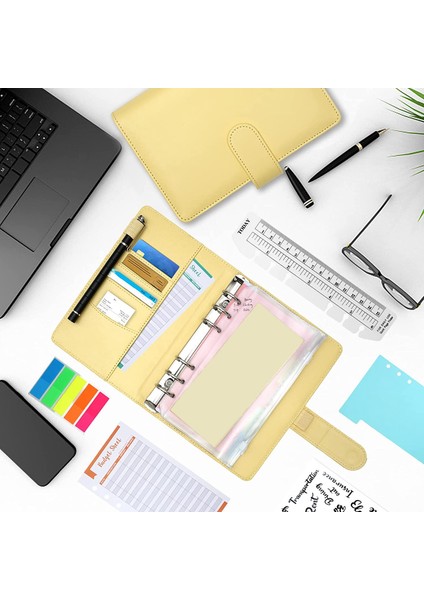 34 Parça A6 Telli Defter, Bütçe Planlayıcı, 6 Delikli Dosya Cepli Bütçe Defter, Bütçe Sayfaları, (Pembe) (Yurt Dışından)