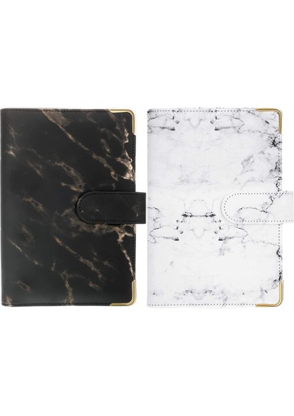Bütçe Bağlayıcı, 2 Adet Mermer A6 Bağlayıcı Defter Bağlayıcı 6 Halkalı Kişisel Bütçe Bağlayıcı Para Zarfı A6 Dolgu Kağıdı (Yurt Dışından)