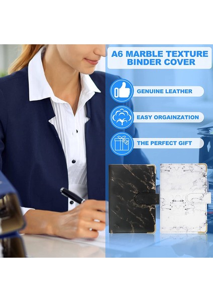 Bütçe Bağlayıcı, 2 Adet Mermer A6 Bağlayıcı Defter Bağlayıcı 6 Halkalı Kişisel Bütçe Bağlayıcı Para Zarfı A6 Dolgu Kağıdı (Yurt Dışından) fiyatları
