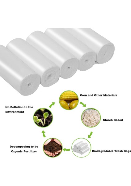 Galonluk Gübrelenebilir Çöp Torbaları, Uzun Mutfak Çöp Torbalarına Konulabilir, Çöp Kutusu Astarı Beyaz (100 Adet 20-30 L) (Yurt Dışından)