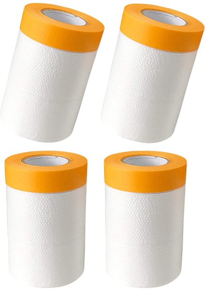 4 Adet Plastik Toz Levha Rulo 0.55X20 M Önceden Bantlanmış Maskeleme Filmi Damla Örtüler Boyama Yatak Mobilya Kaplaması (Yurt Dışından)