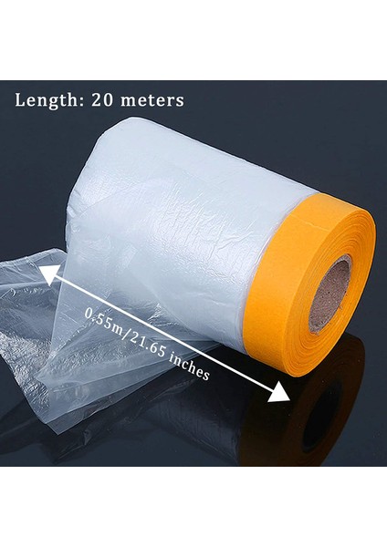 4 Adet Plastik Toz Levha Rulo 0.55X20 M Önceden Bantlanmış Maskeleme Filmi Damla Örtüler Boyama Yatak Mobilya Kaplaması (Yurt Dışından)