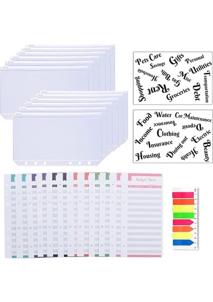 27 Paket A6 Cep Bağlayıcı Setleri A6 Bağlayıcı Fermuar Cepler Gider Bütçe Sayfaları Nakit Zarf Etiketleri Çıkartmalar Neon Sayfa (Yurt Dışından)