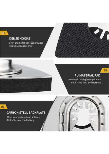 Salınımlı Alet Zımpara Pedi, 4'lü Paket 3-1/8 Inç Üçgen Yedek Cırt Cırt Paslanmaz Çelik Arka Panel Zımpara Pedi A (Yurt Dışından)