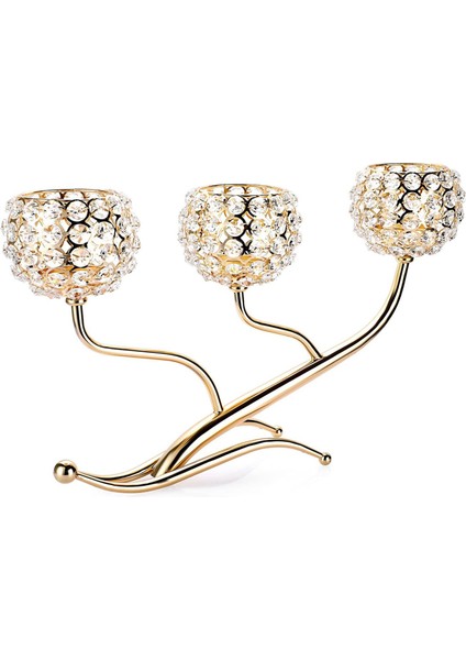3 Arms Kristal Şamdan Kase Çay Işık Mumluklar Adak Mum Standı Kristal Tutucu Mum Centerpiece (Yurt Dışından)