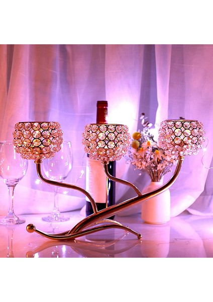 3 Arms Kristal Şamdan Kase Çay Işık Mumluklar Adak Mum Standı Kristal Tutucu Mum Centerpiece (Yurt Dışından)