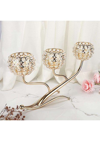 3 Arms Kristal Şamdan Kase Çay Işık Mumluklar Adak Mum Standı Kristal Tutucu Mum Centerpiece (Yurt Dışından)