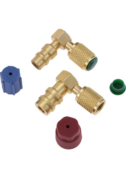 2x R12 - R134 A Yüksek/düşük Ac Bağlantı Noktası Güçlendirme Dönüşüm Adaptörü, Hızlı Bağlantı Vanası A/c 90 Derece Bağlantı (Yurt Dışından)