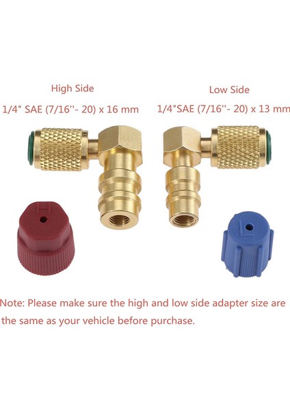 2x R12 - R134 A Yüksek/düşük Ac Bağlantı Noktası Güçlendirme Dönüşüm Adaptörü, Hızlı Bağlantı Vanası A/c 90 Derece Bağlantı (Yurt Dışından)