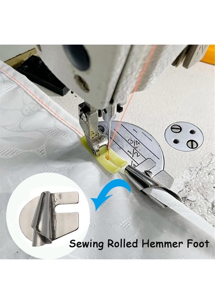 6 Adet Dikiş Haddelenmiş Hemmer Ayak, 3mm-8mm 6 Boyutları Geniş Haddelenmiş Basınç Ayak Dikiş Makinesi Baskı Ayağı Hemmer Ayak (Yurt Dışından)