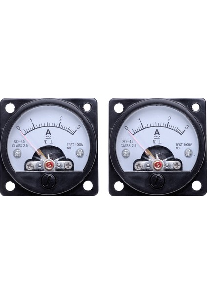 2x Ac 0-3A Yuvarlak Analog Panel Metre Akım Ölçüm Ampermetre Ölçer Siyah (Yurt Dışından)