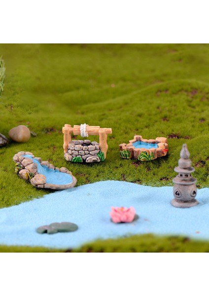 Minyatür Gölet Köprü Seti Figürler Minyatür Zanaat Peri Bahçe Gnome Moss Teraryum Hediye Dıy Süs Bahçe Dekor (Yurt Dışından)
