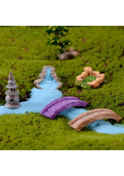 Minyatür Gölet Köprü Seti Figürler Minyatür Zanaat Peri Bahçe Gnome Moss Teraryum Hediye Dıy Süs Bahçe Dekor (Yurt Dışından)